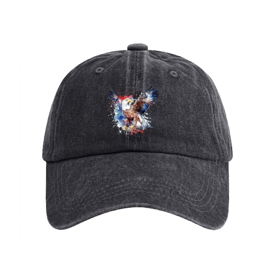 Eagle 4Th July Independent Day Washed Denim Baseball Caps
