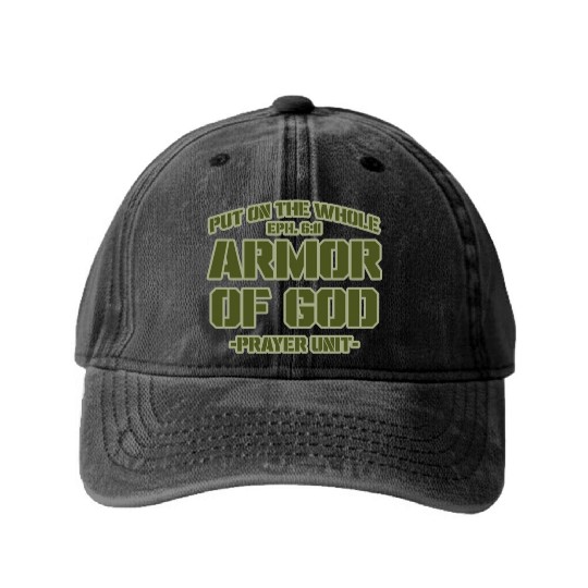 Put On The Whole Armor Of God Prayer warrior Washed Denim Baseball Caps