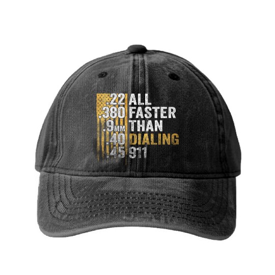 All Faster Than Dialing 911 Washed Denim Baseball Caps