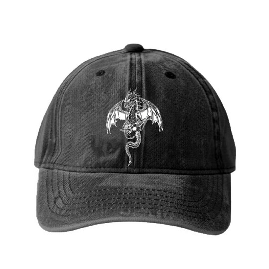 SEEMBO Dragon Playing Guitar Guitarist Musician Washed Denim Baseball Caps