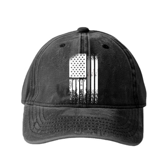 Correctional Officer - Us Flag Thin Silver Line Washed Denim Baseball Caps