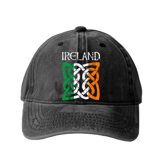 St Patric Day Celtic Knot Ireland Washed Denim Baseball Caps