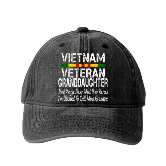 US Army Vietnam Veteran Granddaughter Washed Denim Baseball Caps