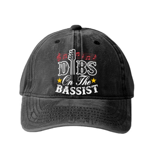 Dibs On The Bassist Guitarist Bass Player Funny Washed Denim Baseball Caps