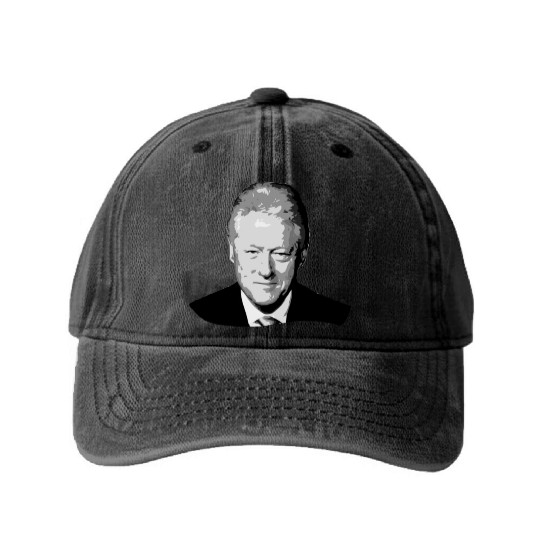 Bill Clinton Grayscale Pop Art Washed Denim Baseball Caps