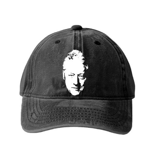 Bill Clinton White On Black Pop Art Washed Denim Baseball Caps