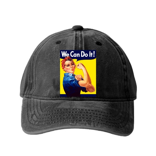 Rosie The Riveter We Can Do It Washed Denim Baseball Caps