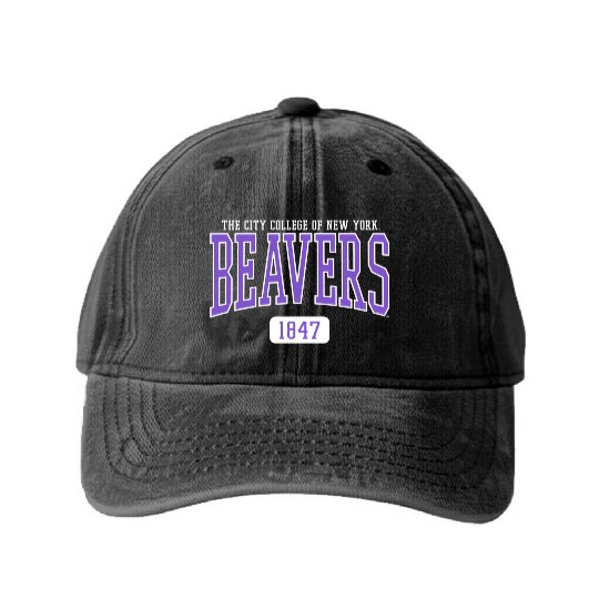 City Of New York Ccny Beavers Est Date Washed Denim Baseball Caps