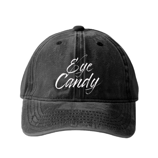 eye candy white Washed Denim Baseball Caps