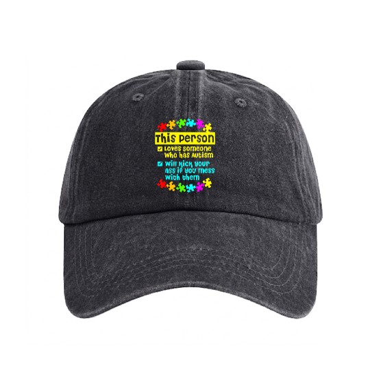 I Love Someone With Autism Washed Denim Baseball Caps