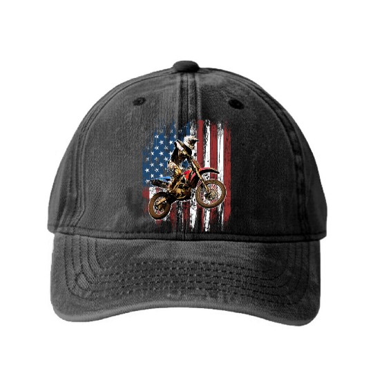 Dirt Bike Racing Motocross Racings Washed Denim Baseball Caps