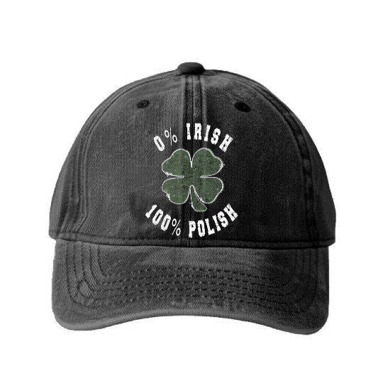 0 Irish 100 Polish Shamrock Washed Denim Baseball Caps