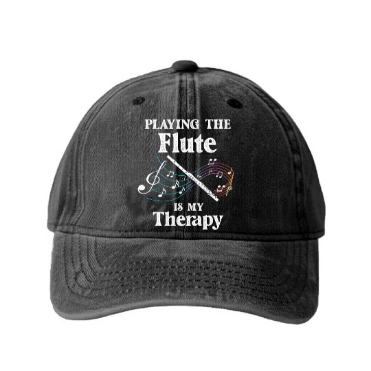 Playing Flute Is Therapy Musician Player Music Washed Denim Baseball Caps