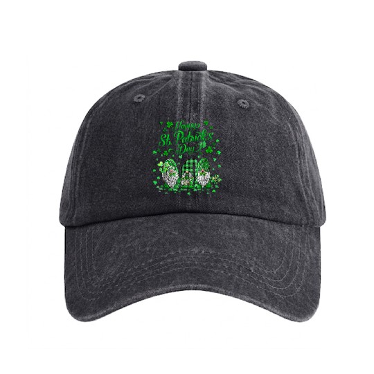 Happy St Patric Day Gnomes Saint Paddys Pattys Washed Denim Baseball Caps