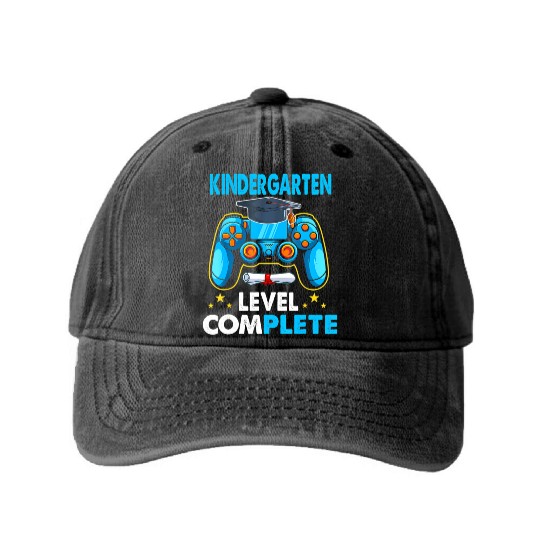 Back To School Kindergarten Level Complete Video Washed Denim Baseball Caps