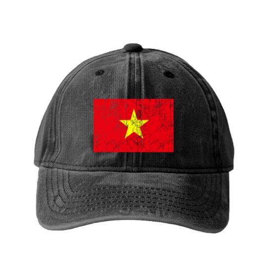 Vietnamese Flag Vietnam Patriotic Pride Washed Denim Baseball Caps