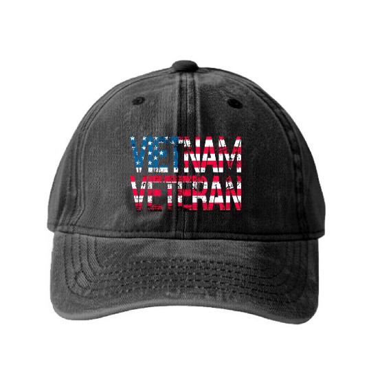 Vietnam Veteran Us Flag Vietnam Vets Washed Denim Baseball Caps