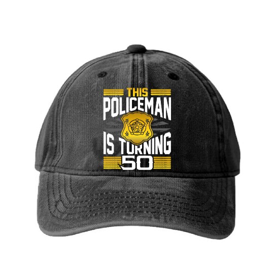 Policeman Gift 50th Birthday Gift Policeman Washed Denim Baseball Caps
