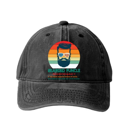 Bearded Funcle Definition Uncle Washed Denim Baseball Caps