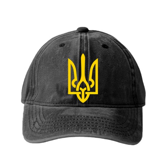 Ukraine Trident Symbol Middle Ukrainian Zeleny Washed Denim Baseball Caps