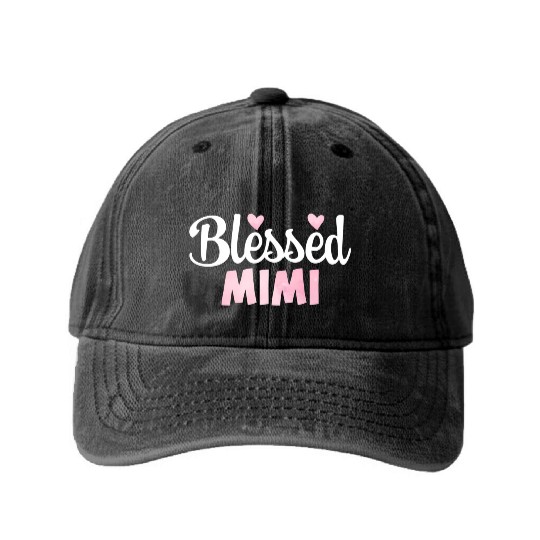 Blessed Mimi For Grandma Washed Denim Baseball Caps
