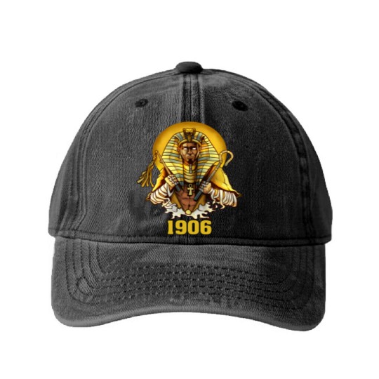 1906 Sphinx Alpha Ace Fraternity Pharoah Washed Denim Baseball Caps