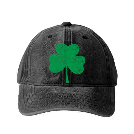 Huge Green St Patrick'S Shamrock Washed Denim Baseball Caps