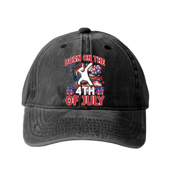 Born on the 4th of July Washed Denim Baseball Caps