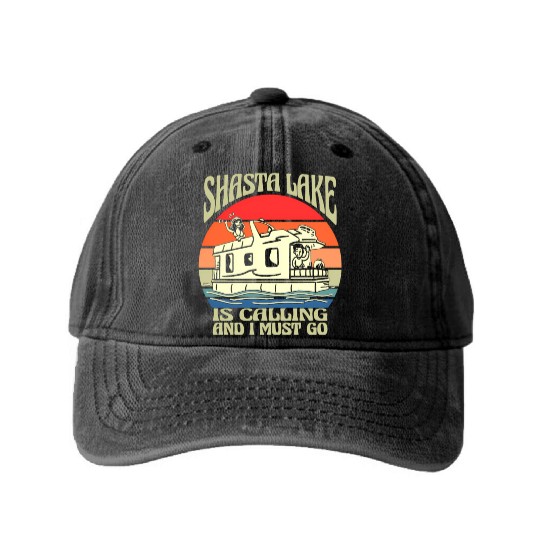 Shasta Lake Is Calling California Vacation Washed Denim Baseball Caps