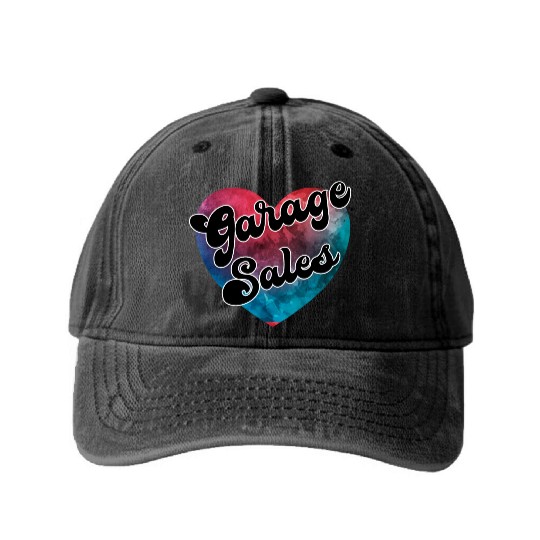 Garage Sales watercolor heart Washed Denim Baseball Caps