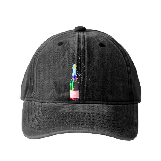 Champagne Bottle Sparks Washed Denim Baseball Caps
