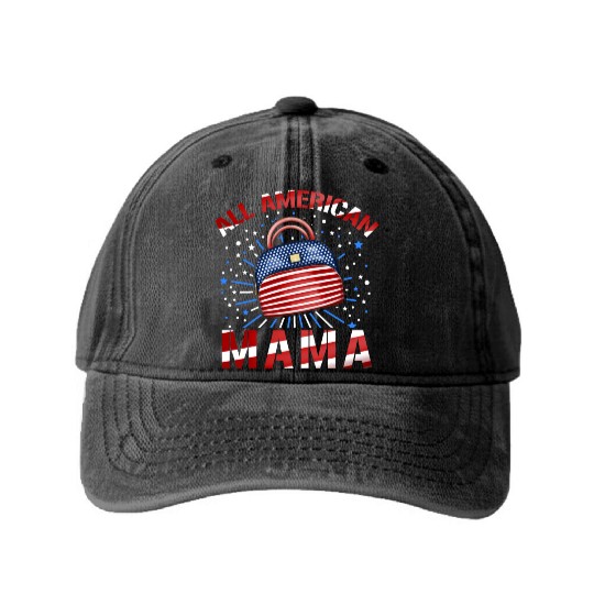 All American Mama Washed Denim Baseball Caps