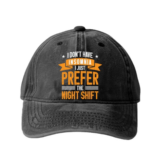 Night Shift Worker Graveyard Duty Washed Denim Baseball Caps