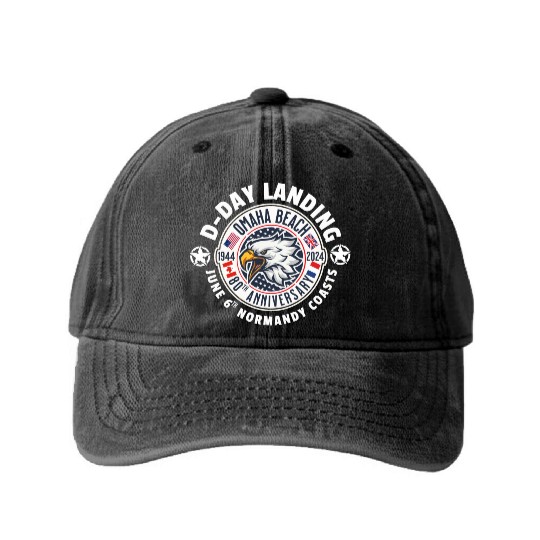 Omaha beach 80th anniversary Washed Denim Baseball Caps