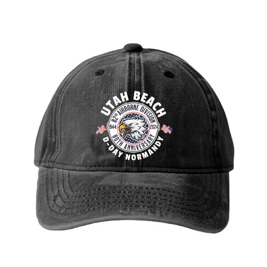 UTAH Beach airborne division 80th anniversary Washed Denim Baseball Caps