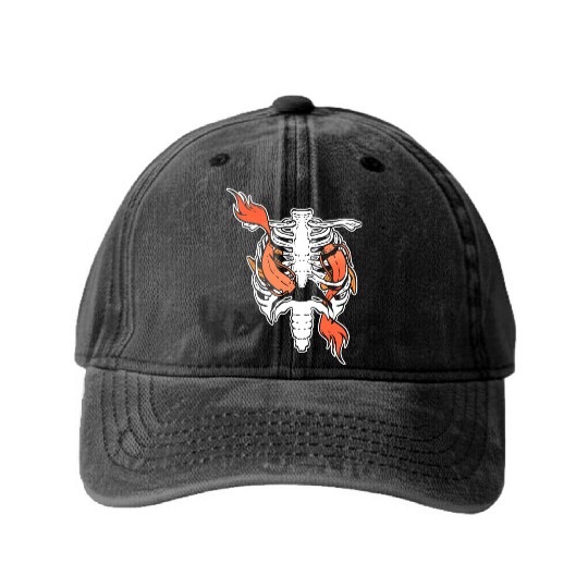 Koi Fish Ribs Aquarist Gift Washed Denim Baseball Caps