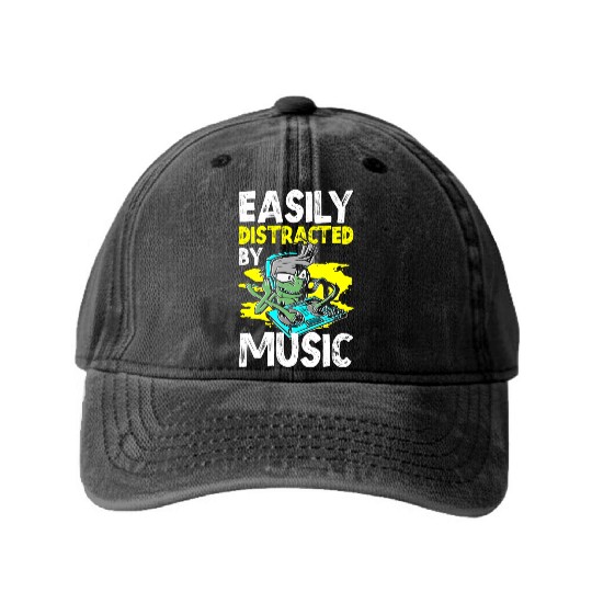 Musician Techno Melody Vinyl Washed Denim Baseball Caps