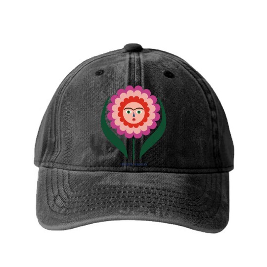 Frida Kahlo Colorful Flower Feminist Mexican Washed Denim Baseball Caps