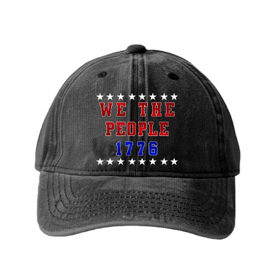We the people 1776 Independence Day Party USA Washed Denim Baseball Caps