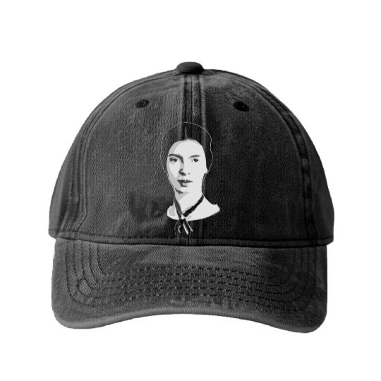 Emily Dickinson Black and White Washed Denim Baseball Caps