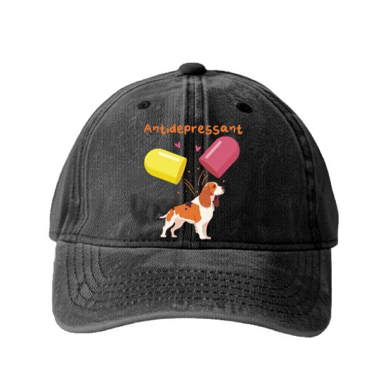 Antidepressant, Cavalier King Charles Spaniel Washed Denim Baseball Caps