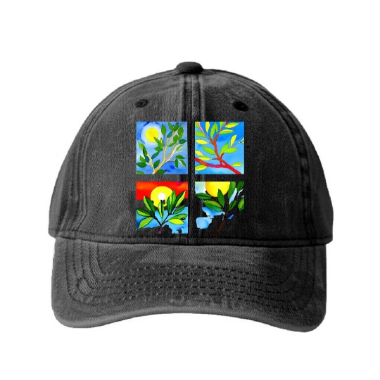 Laughing Olive Branch - Sustainable Harmony Washed Denim Baseball Caps