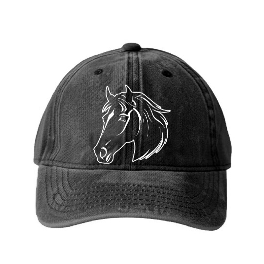 Horse Equine Pony Washed Denim Baseball Caps