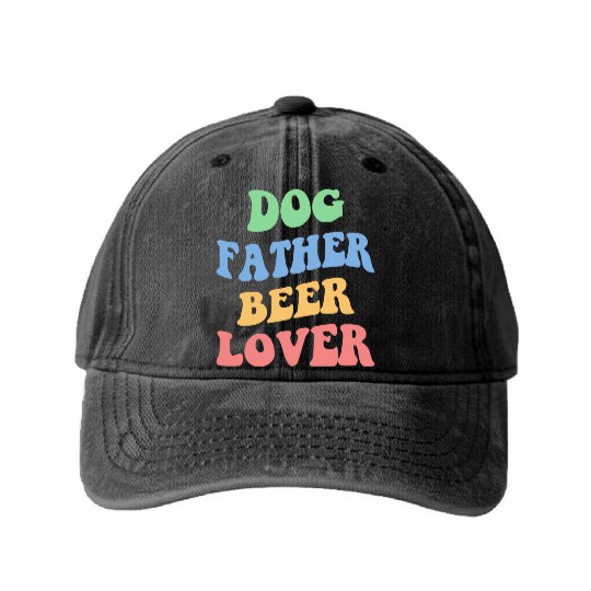 Dog Father Beer Lover Iv Washed Denim Baseball Caps