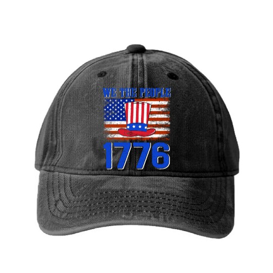 We the People 1776 Independence Day US Patriot Washed Denim Baseball Caps