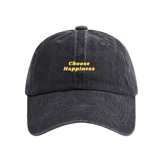 Choose Happiness Washed Denim Baseball Caps