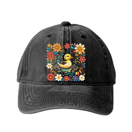Joyful Duck Pond Washed Denim Baseball Caps