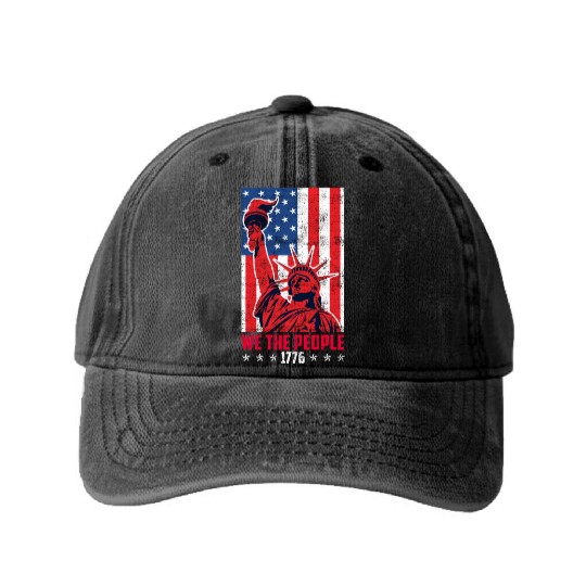 We the people 1776 American Freedom USA Fan Washed Denim Baseball Caps