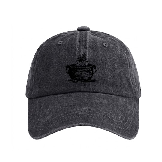 Cauldron Witch Halloween Magic Potion Washed Denim Baseball Caps
