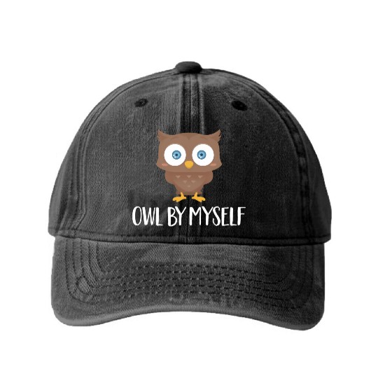 Owl By Myself Owl Animal Bird Humor Washed Denim Baseball Caps